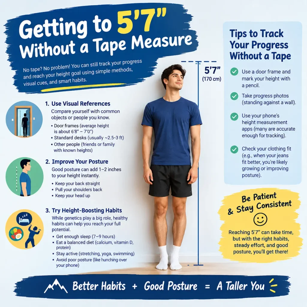 Getting to 5 feet 7 inches without a tape measure using everyday objects and size comparisons