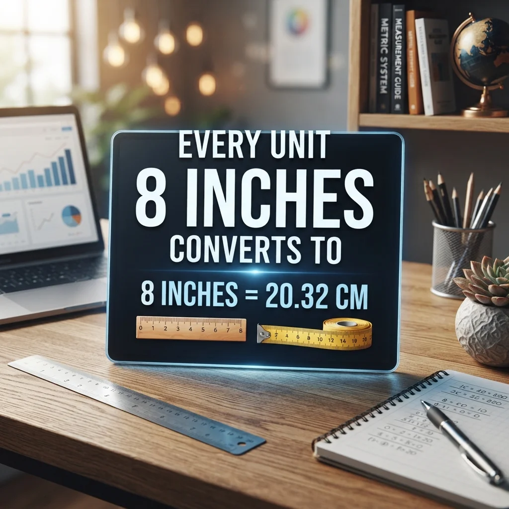 8 inches converted to centimeters, feet, millimeters, meters, and other measurement units