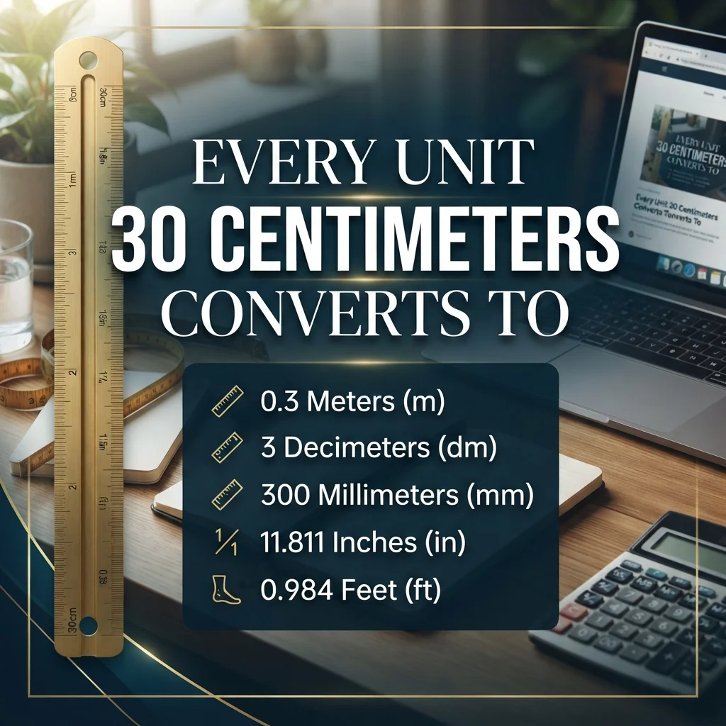 30 centimeters converted to inches, feet, millimeters, meters, and other units