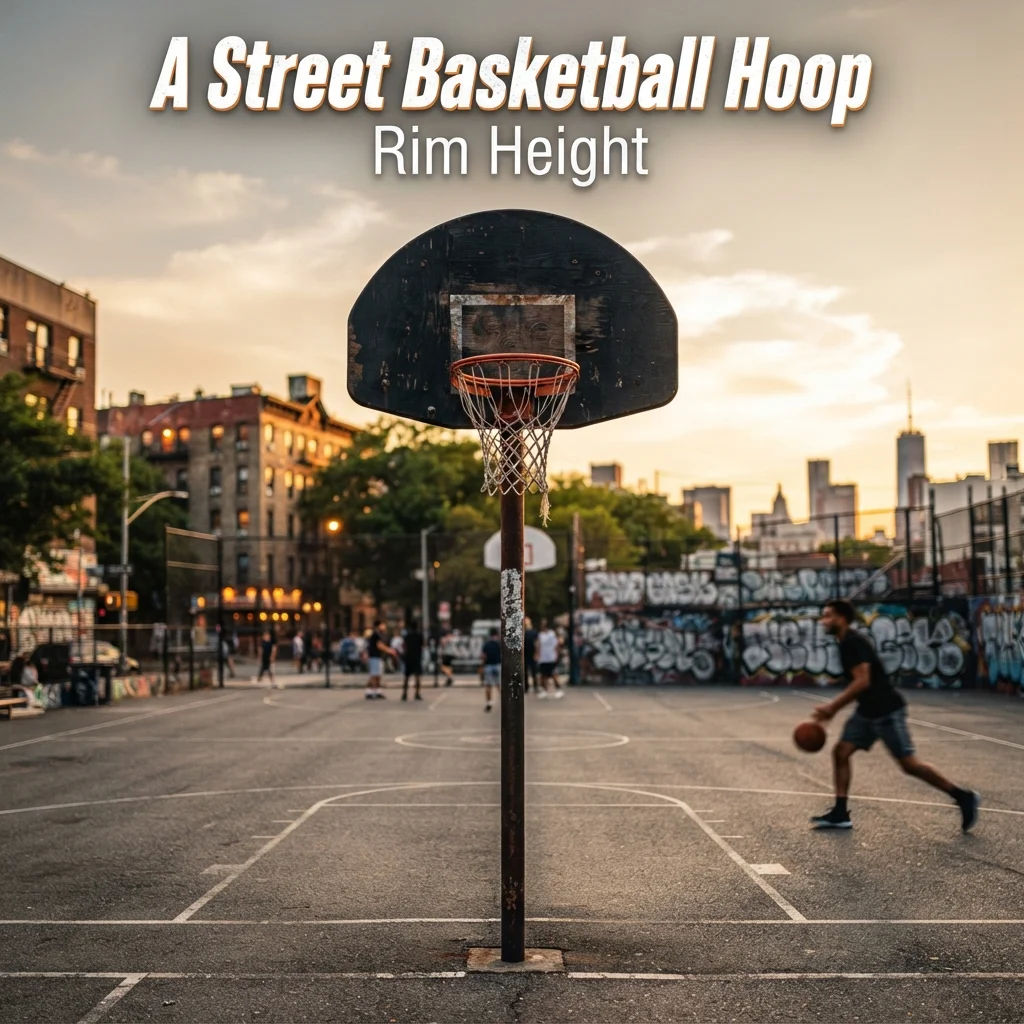 A street basketball hoop with a standard rim height for comparing with Druski's reported height