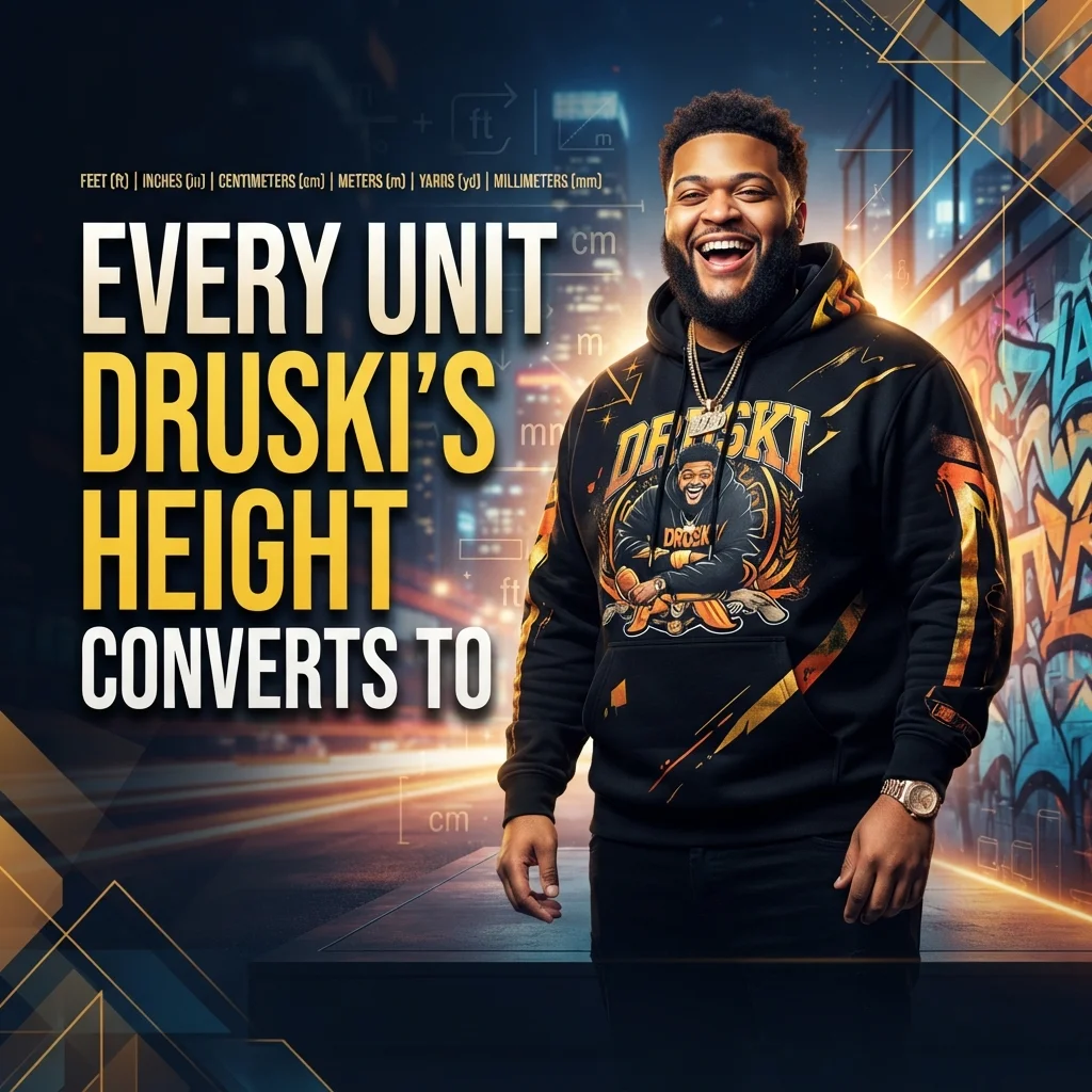 Druski's height converted into feet, inches, centimeters, meters, and other units