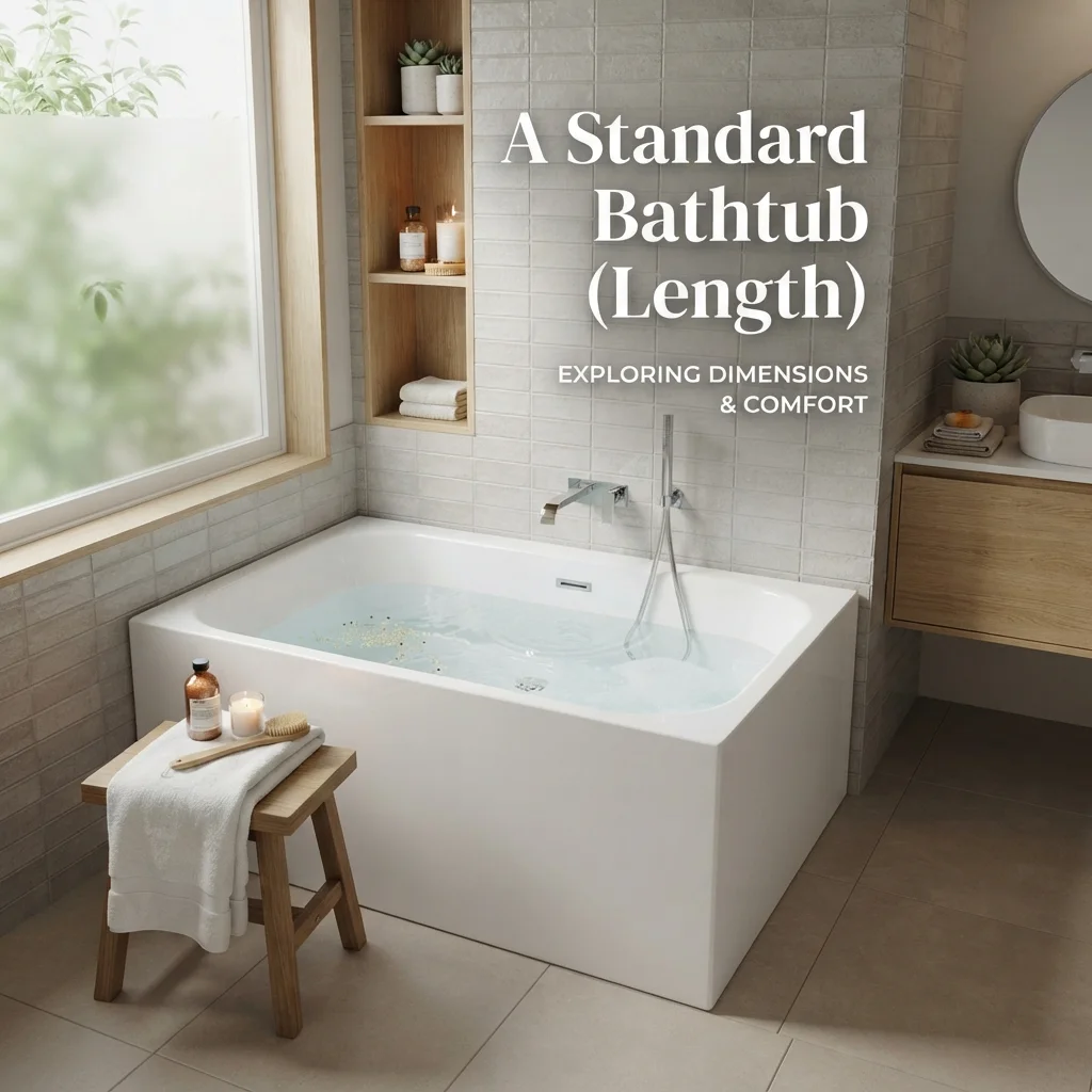 A standard bathtub around the length of a typical door for an everyday size comparison