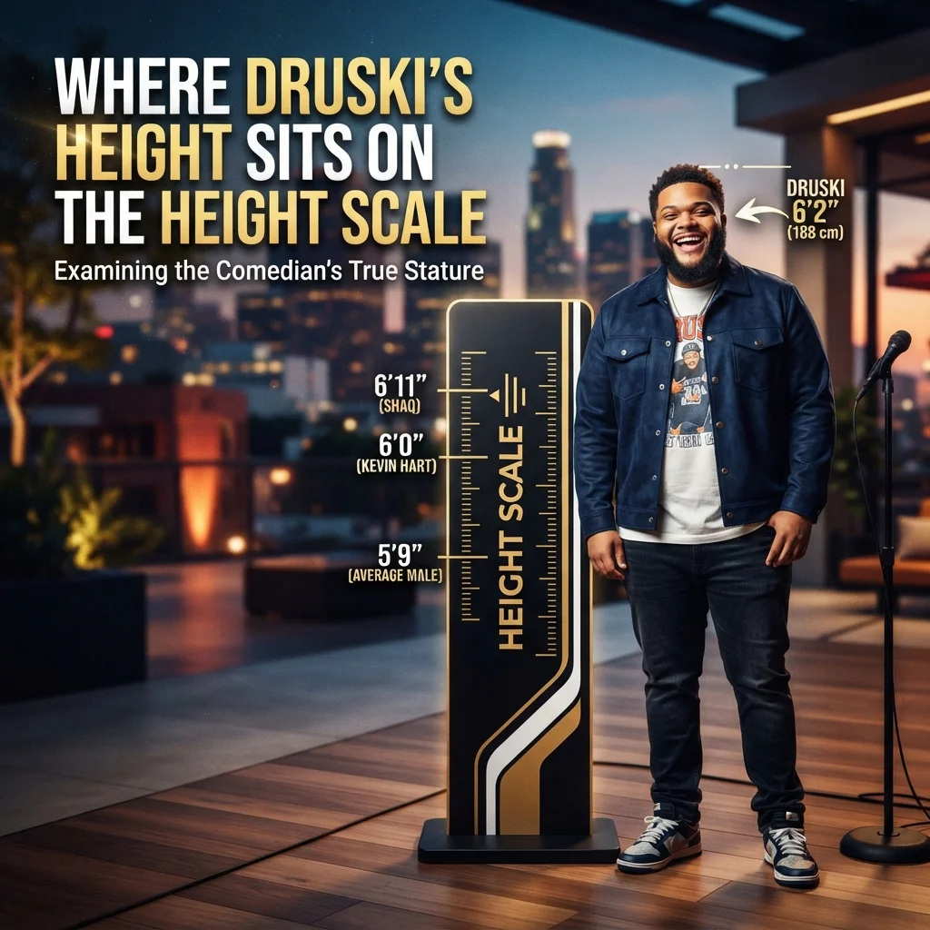 Where Druski's height sits on the height scale with everyday size comparisons
