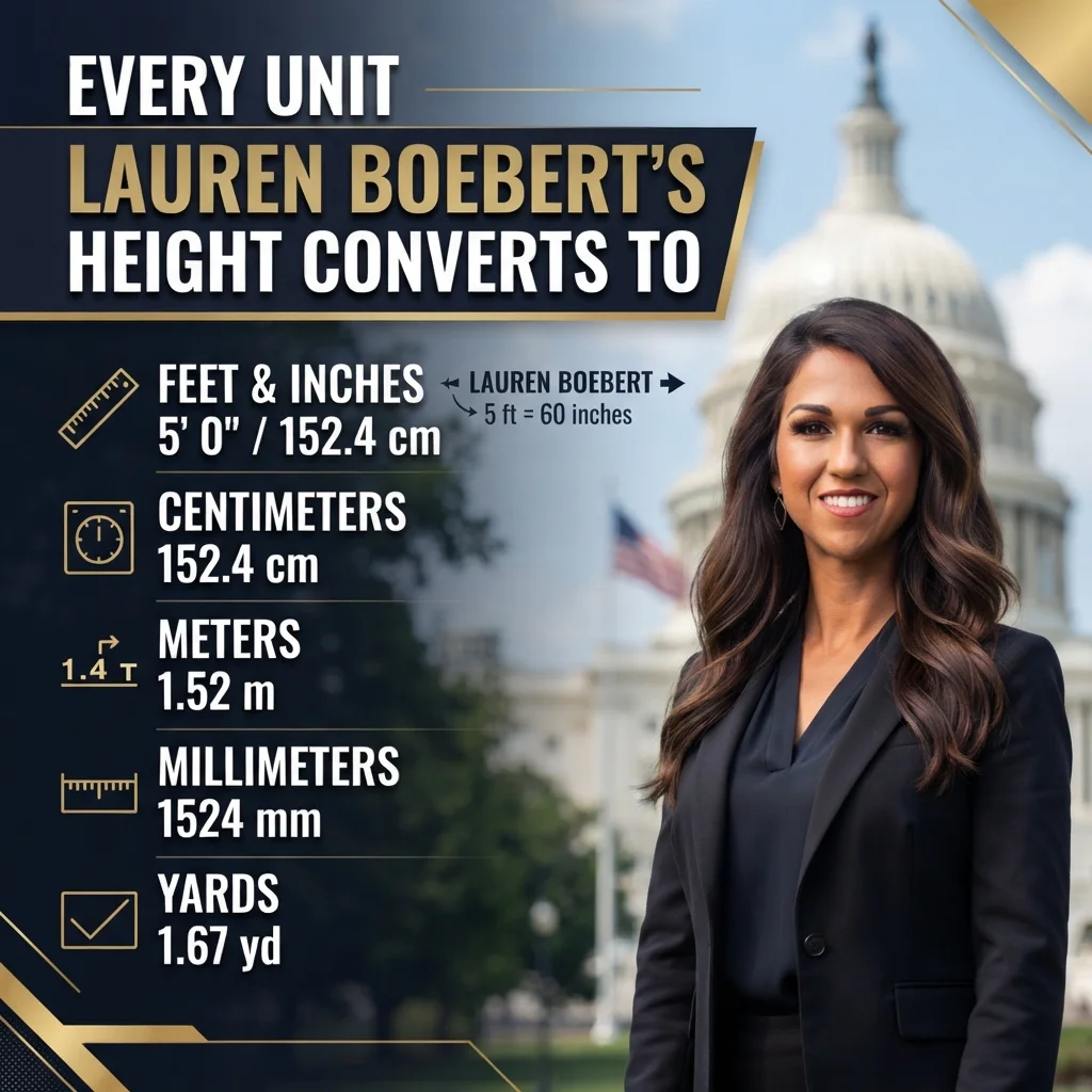 Lauren Boebert's height converted into feet, inches, centimeters, meters, and other units