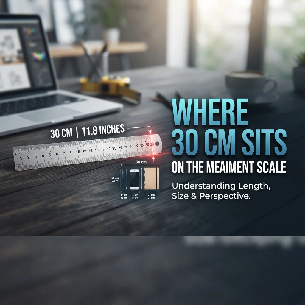 Where 30 cm sits on the measurement scale with everyday size comparisons