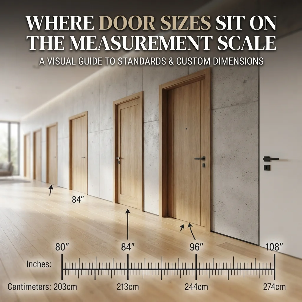 Where standard door sizes sit on a measurement scale with height and width comparisons