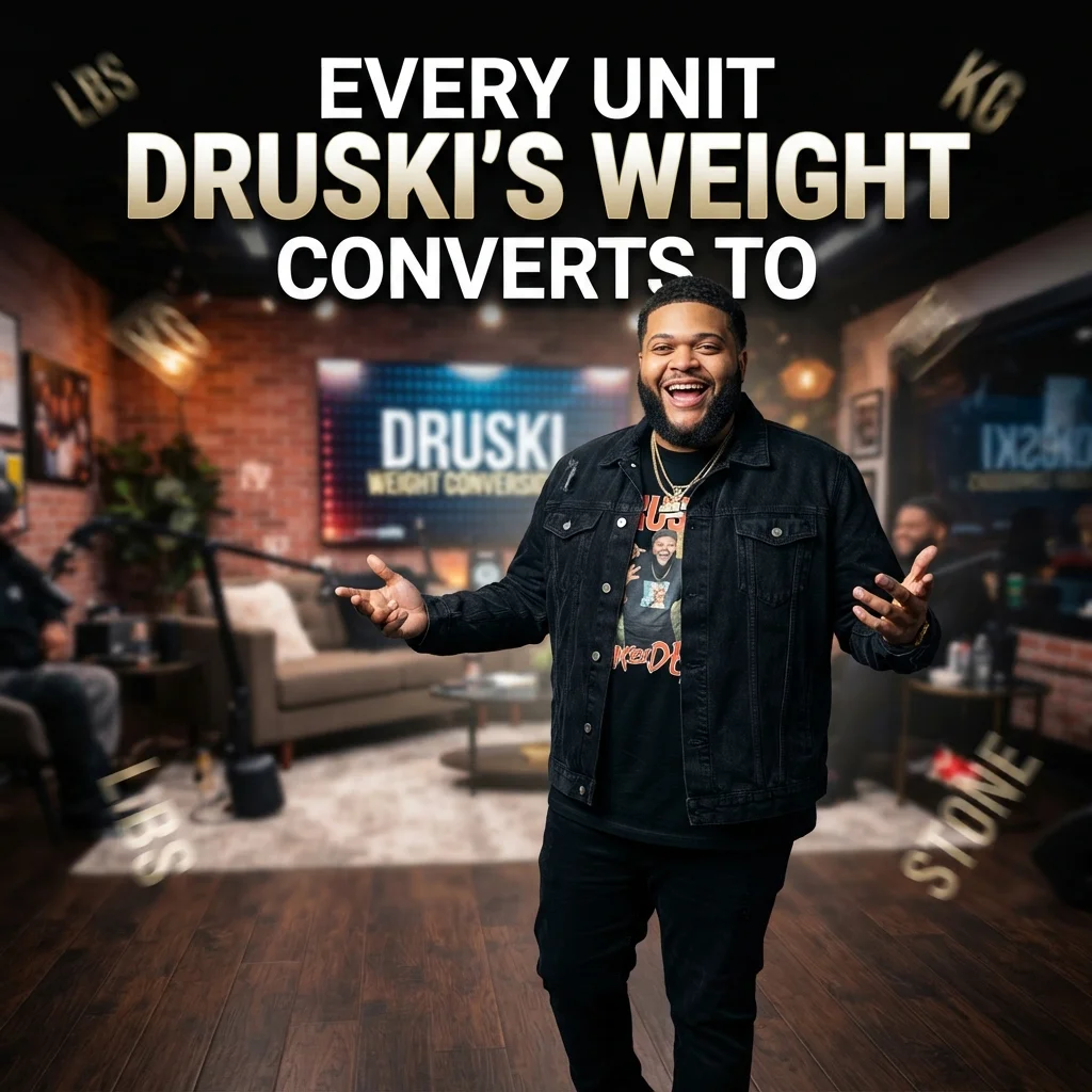 Druski's weight converted to pounds, kilograms, stones, and other measurement units