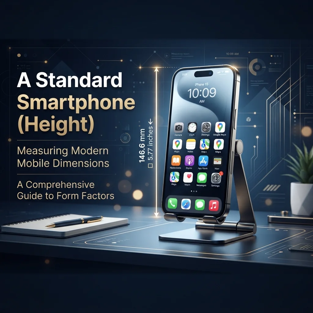 A standard smartphone around 8 inches tall for an everyday size comparison