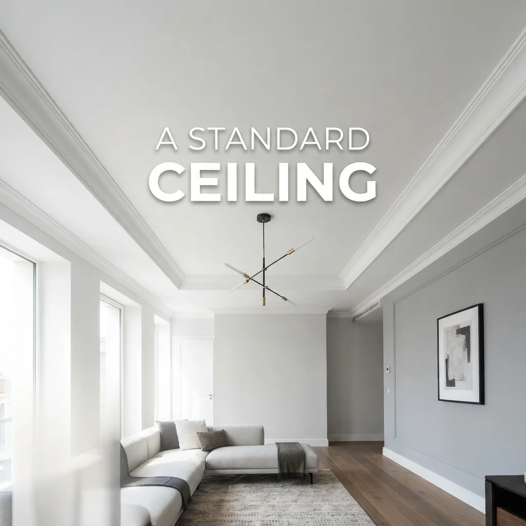 A standard ceiling used as an everyday height reference for comparing with Druski's reported height