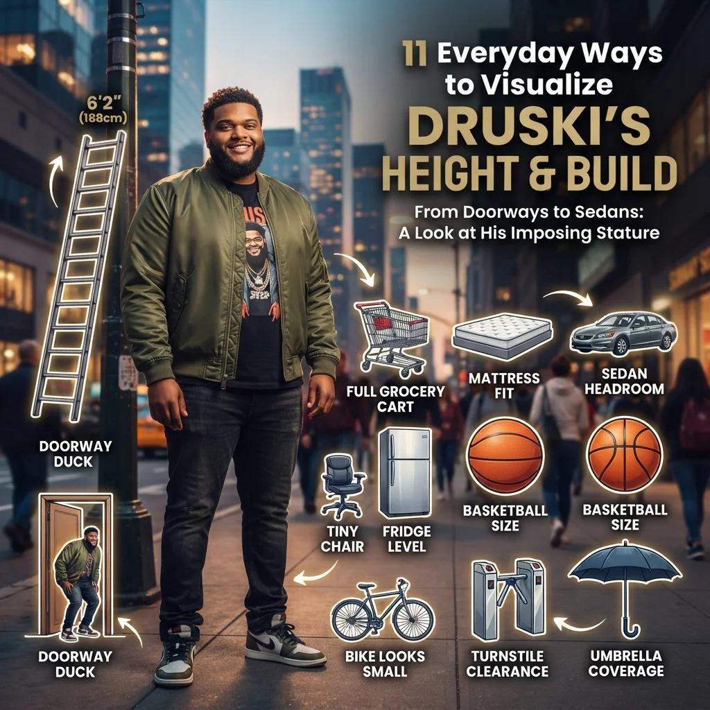 11 everyday ways to visualize Druski's height and build