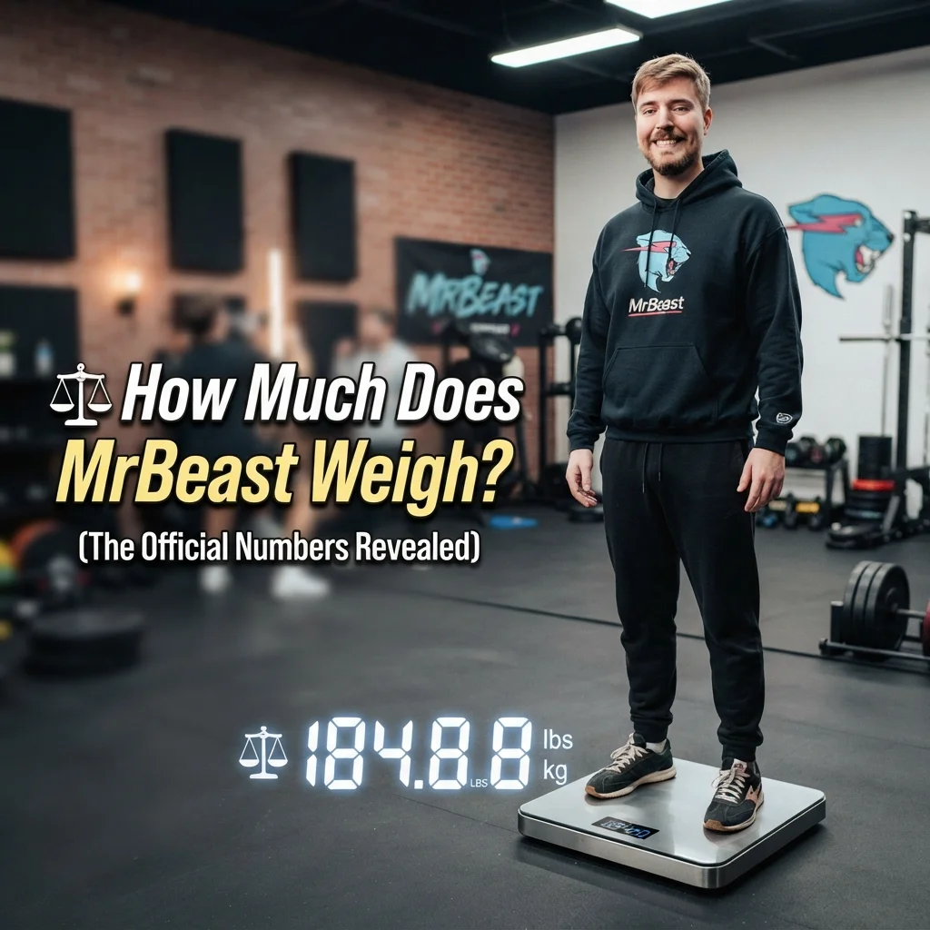 MrBeast’s reported weight with pounds, kilograms, and physical measurement context