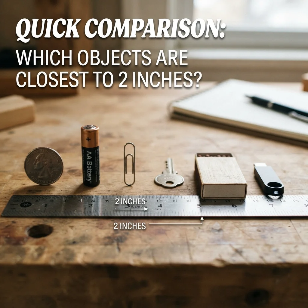 Quick comparison of everyday objects that are closest to 2 inches long