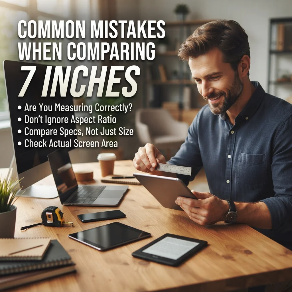 Common mistakes when comparing 7 inches, including inaccurate visual estimates and incorrect size references