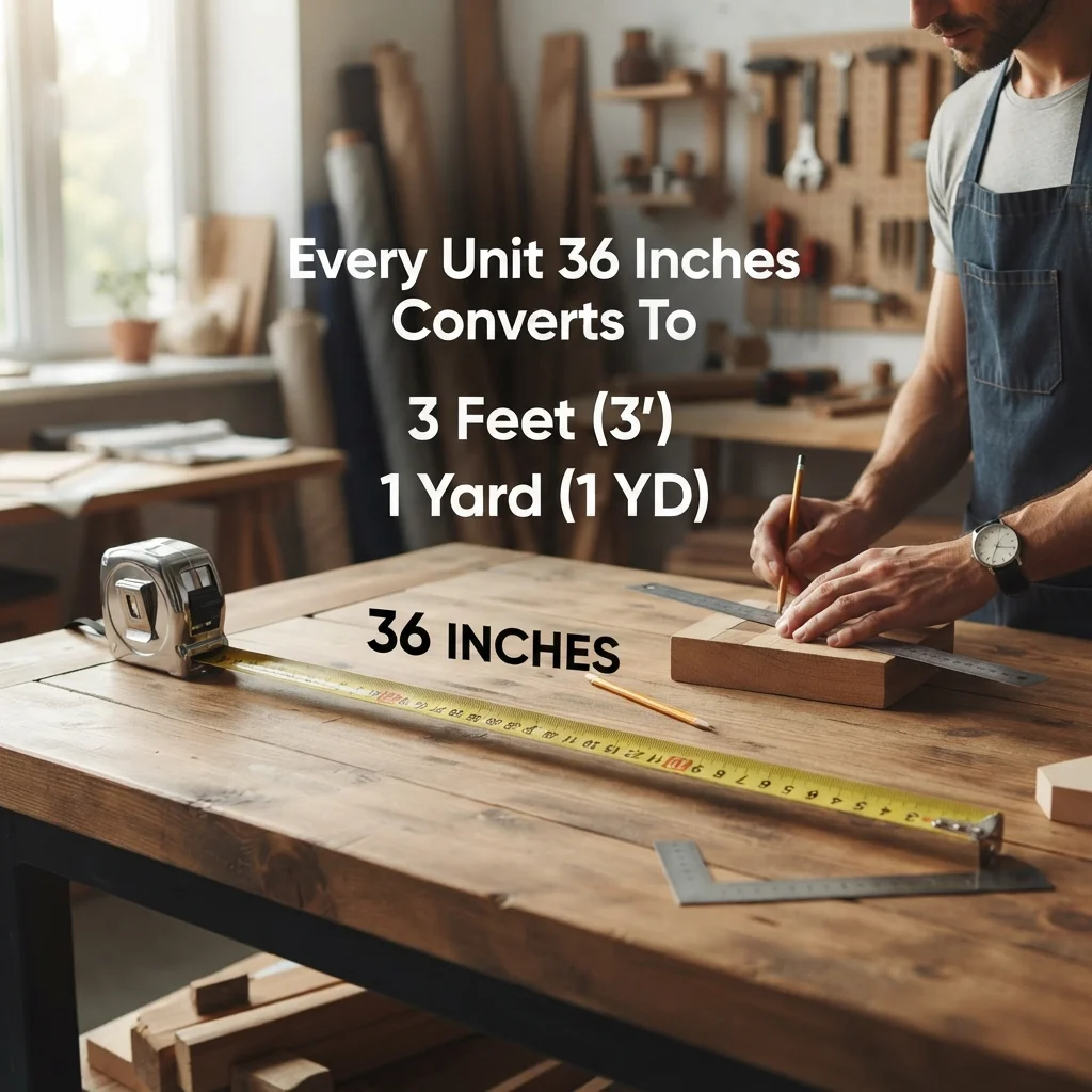 36 inches converted into feet, yards, centimeters, and meters for easy measurement comparison