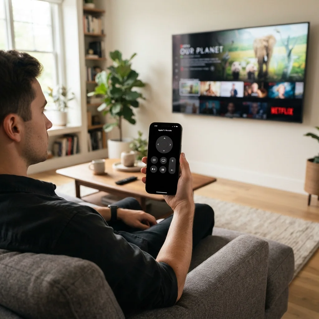 A standard TV remote showing its width as an everyday reference for comparing the iPhone Air’s dimensions