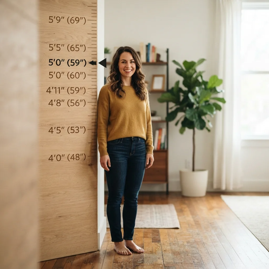 59 inches compared with common lengths on a measurement scale, from shorter objects to longer measurements