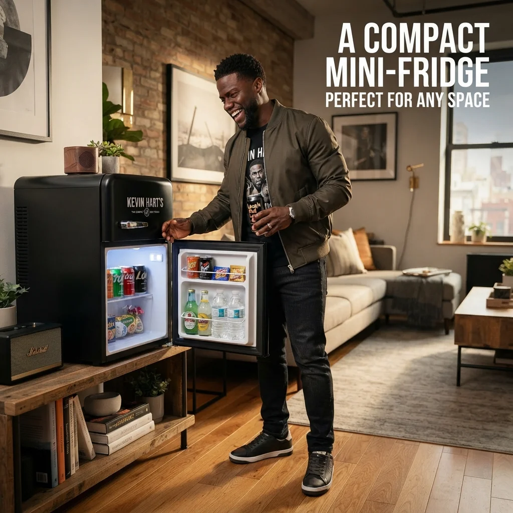 A compact mini-fridge used as an everyday size comparison for a height of around 5 feet 4 inches