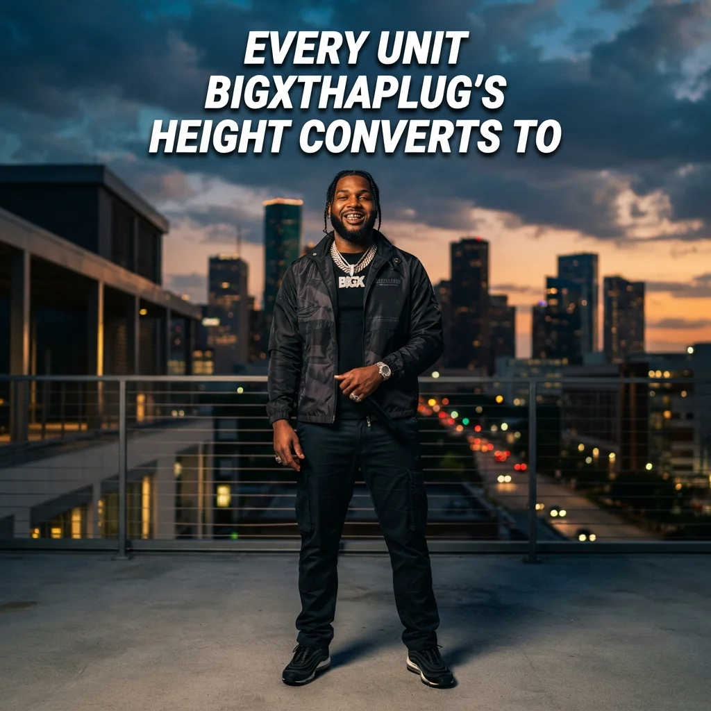 BigXthaPlug's reported height converted into feet, inches, centimeters, meters, and other measurement units