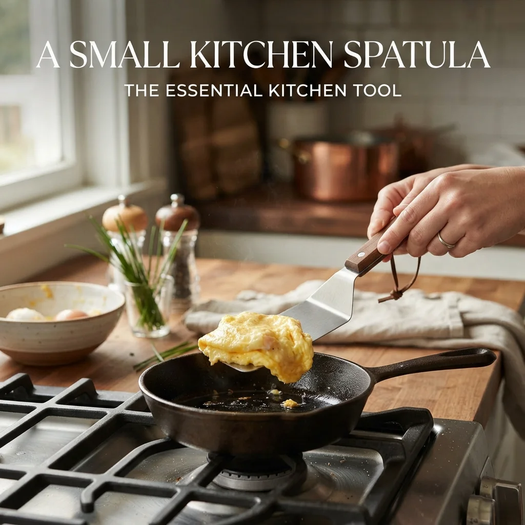 A small kitchen spatula measuring approximately 7 inches long for everyday size comparison