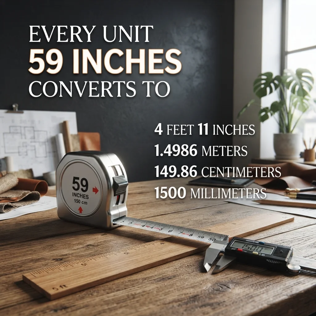 59 inches converted into feet, yards, centimeters, and meters for easy measurement comparison