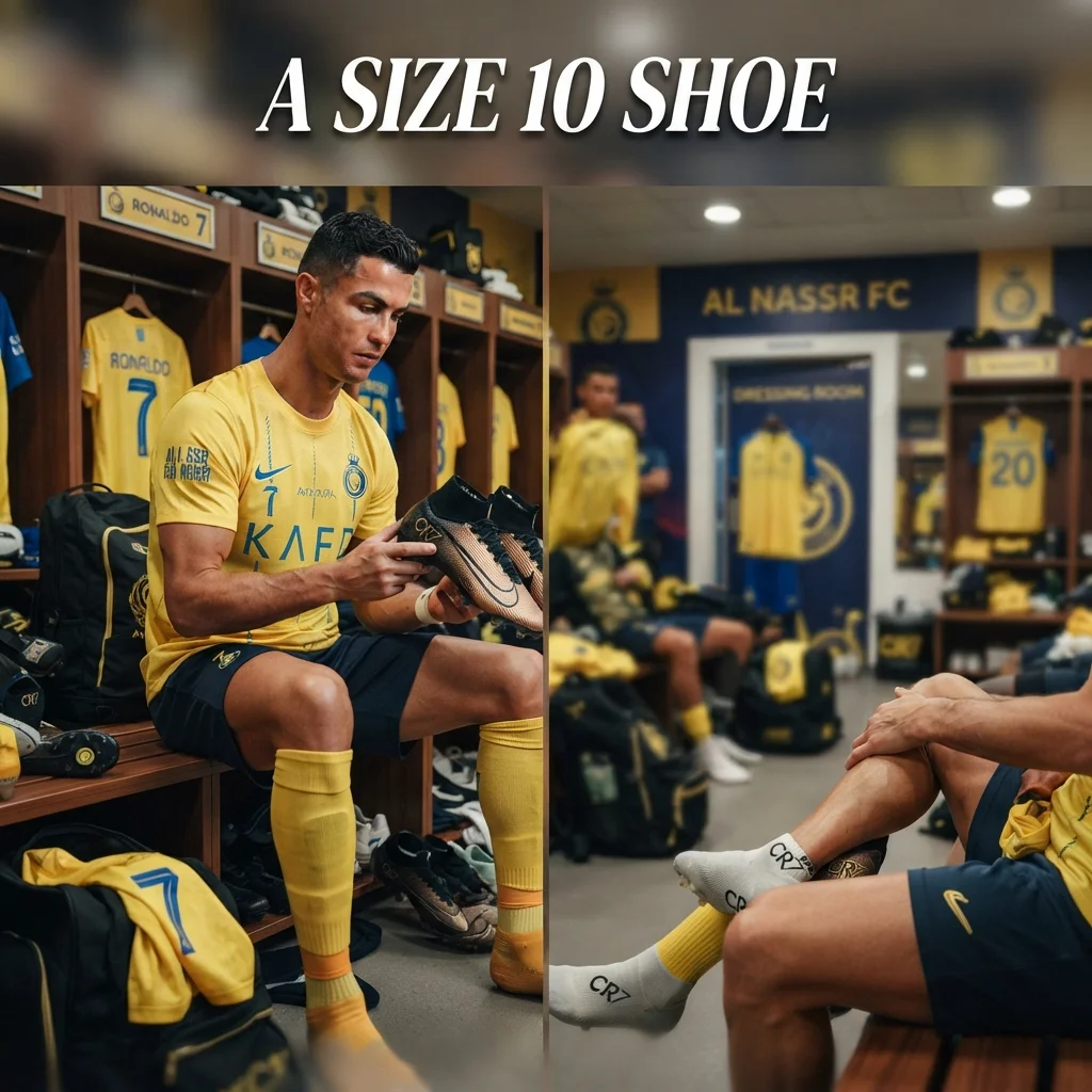 A size 10 shoe used as an everyday reference for visualizing Cristiano Ronaldo's height