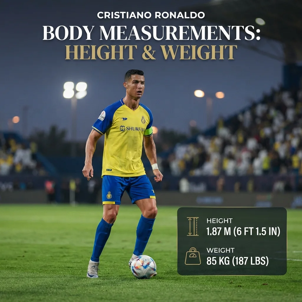 Cristiano Ronaldo body measurements with reported height and weight details