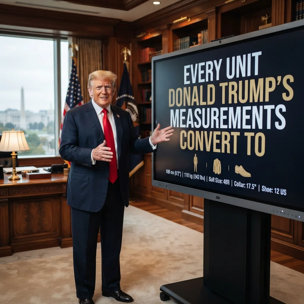 Donald Trump measurements converted to inches, feet, centimeters, pounds, and kilograms