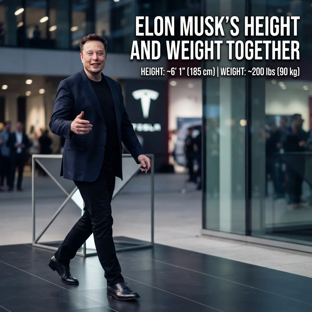 Elon Musk’s reported height and weight shown together with measurement conversions for easy comparison
