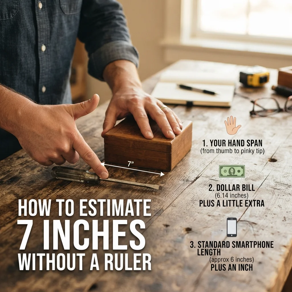 How to estimate 7 inches without a ruler using familiar everyday objects and hand measurements