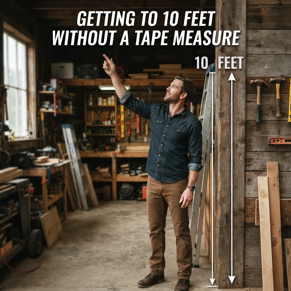 Visualizing 10 feet without a tape measure using everyday objects and size comparisons