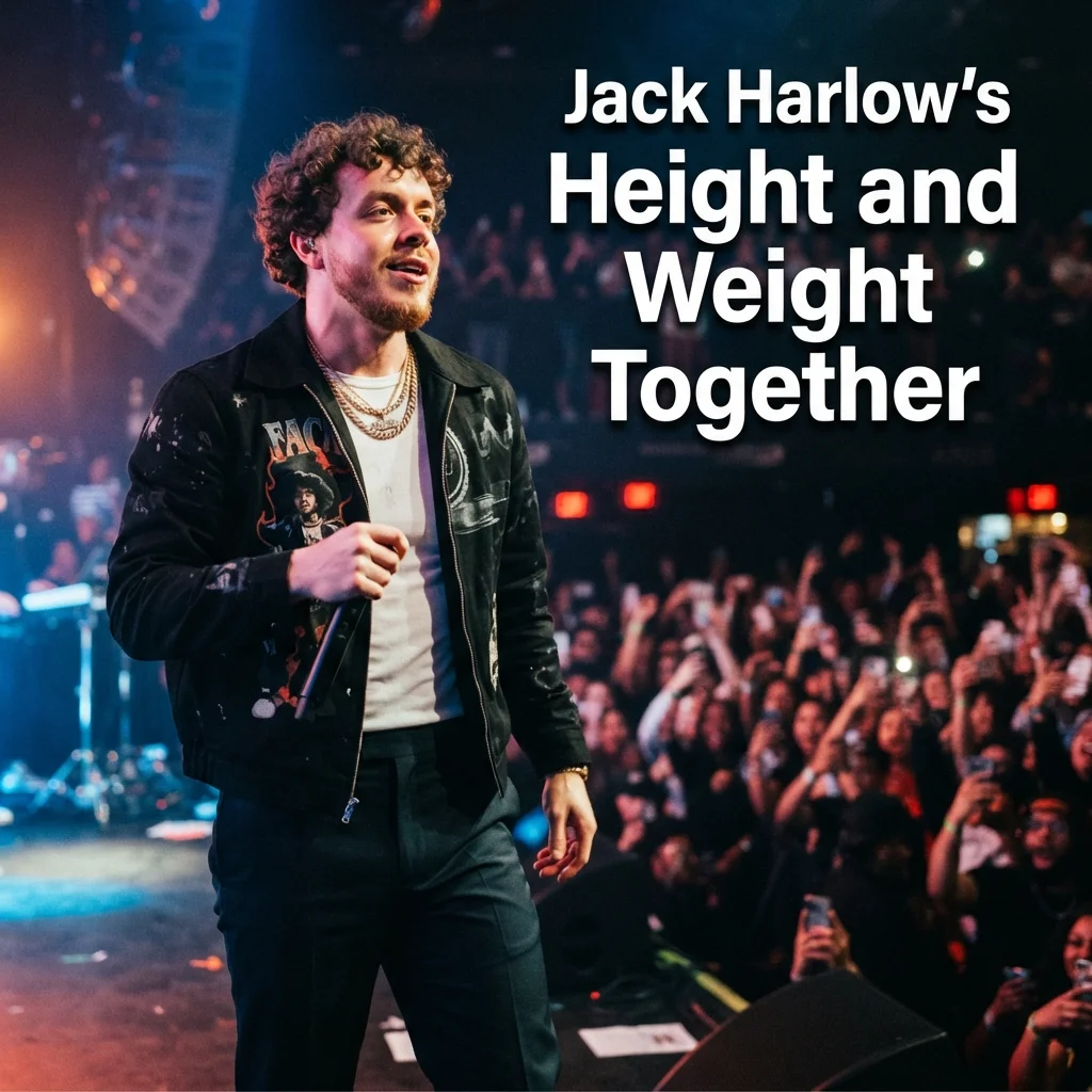 Jack Harlow’s reported height and weight shown together for an easy size comparison