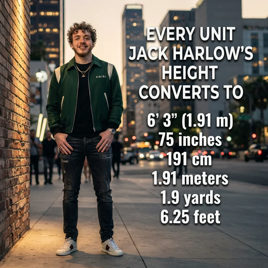 Jack Harlow’s reported height converted into feet, inches, centimeters, and meters