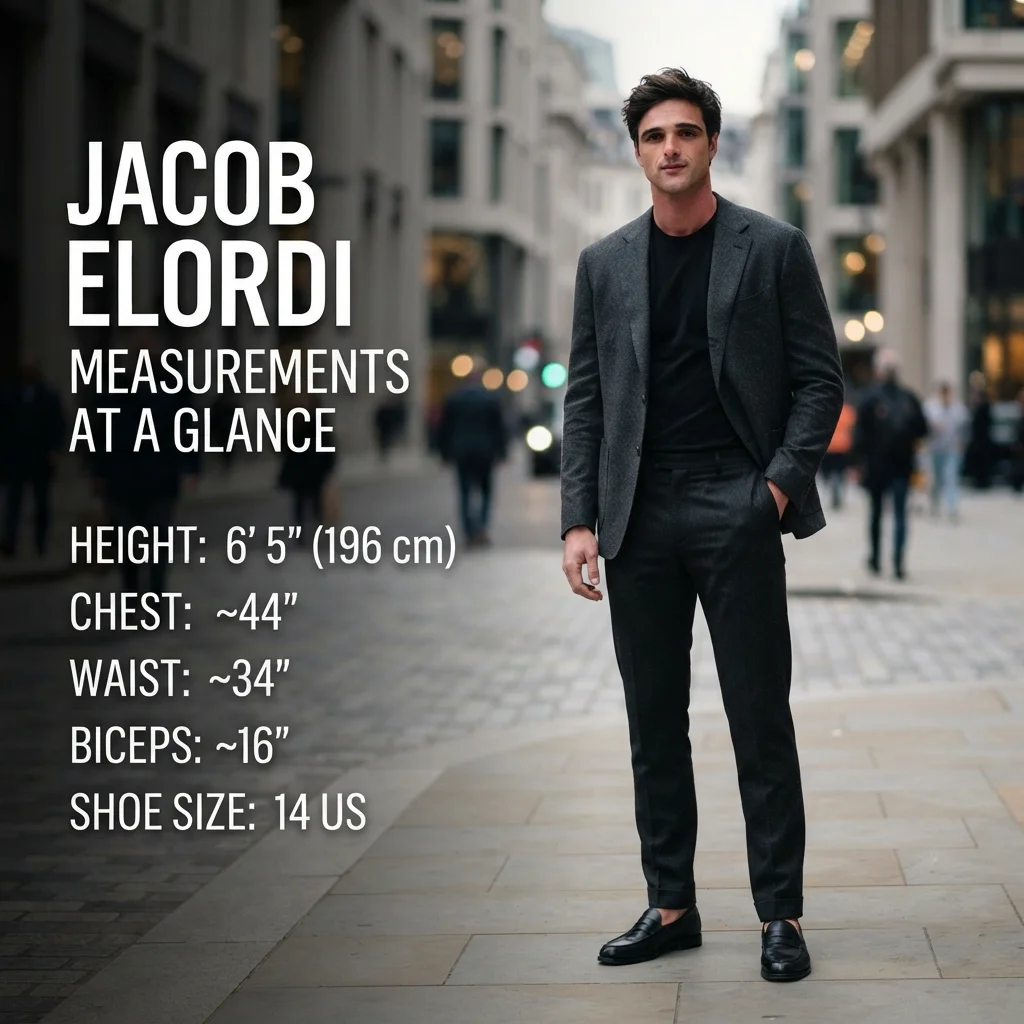 Jacob Elordi measurements at a glance, including reported height, weight, and body stats