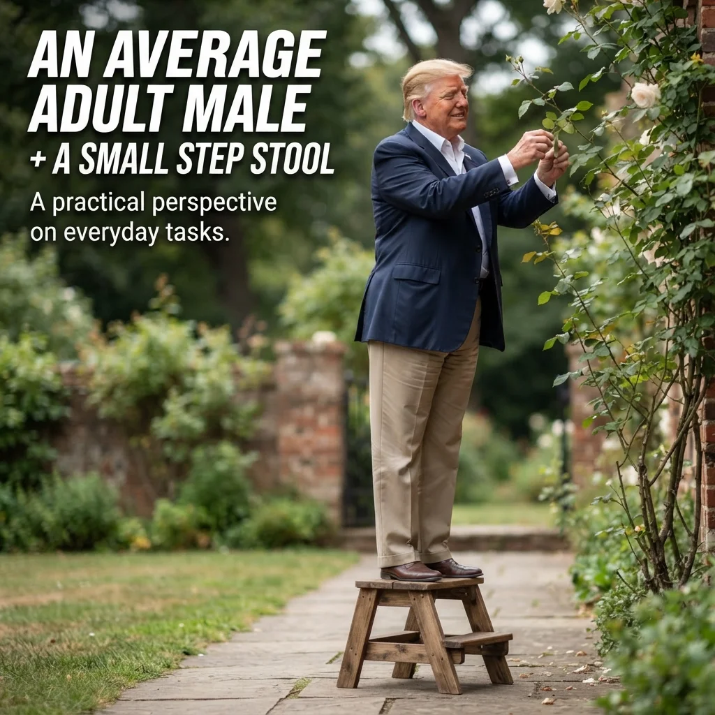 An average adult male plus a small step stool for visualizing a 6-foot-3-inch height