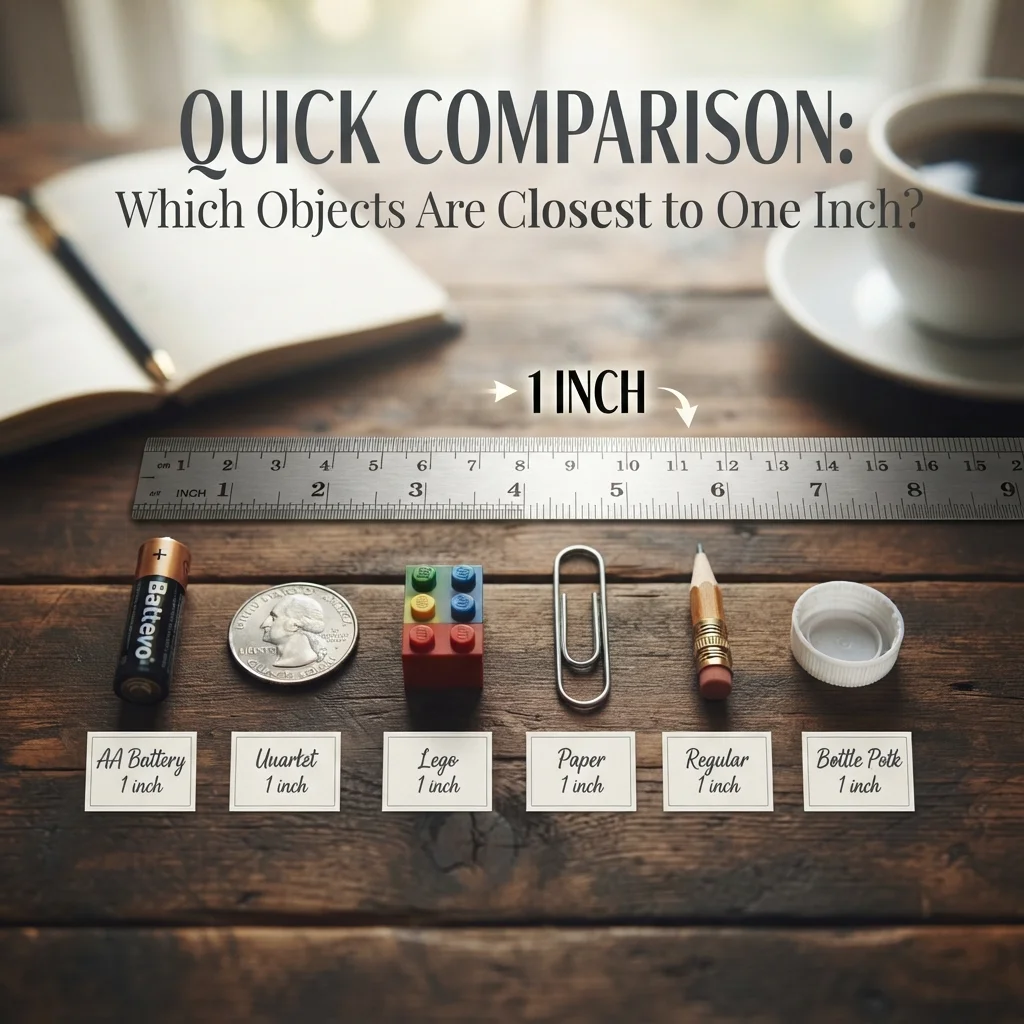 Quick comparison of everyday objects that are approximately one inch long