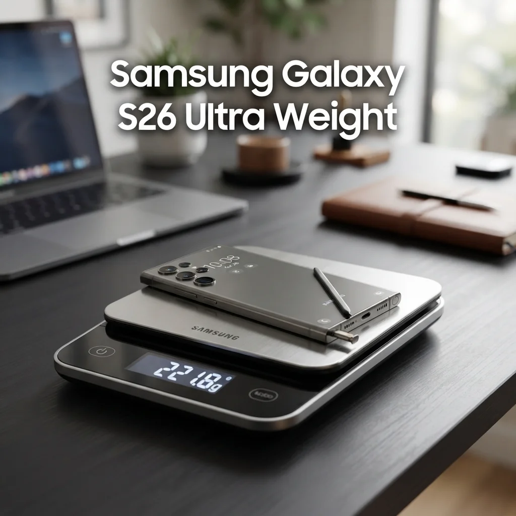 Samsung Galaxy S26 Ultra weight showing its overall mass and physical size