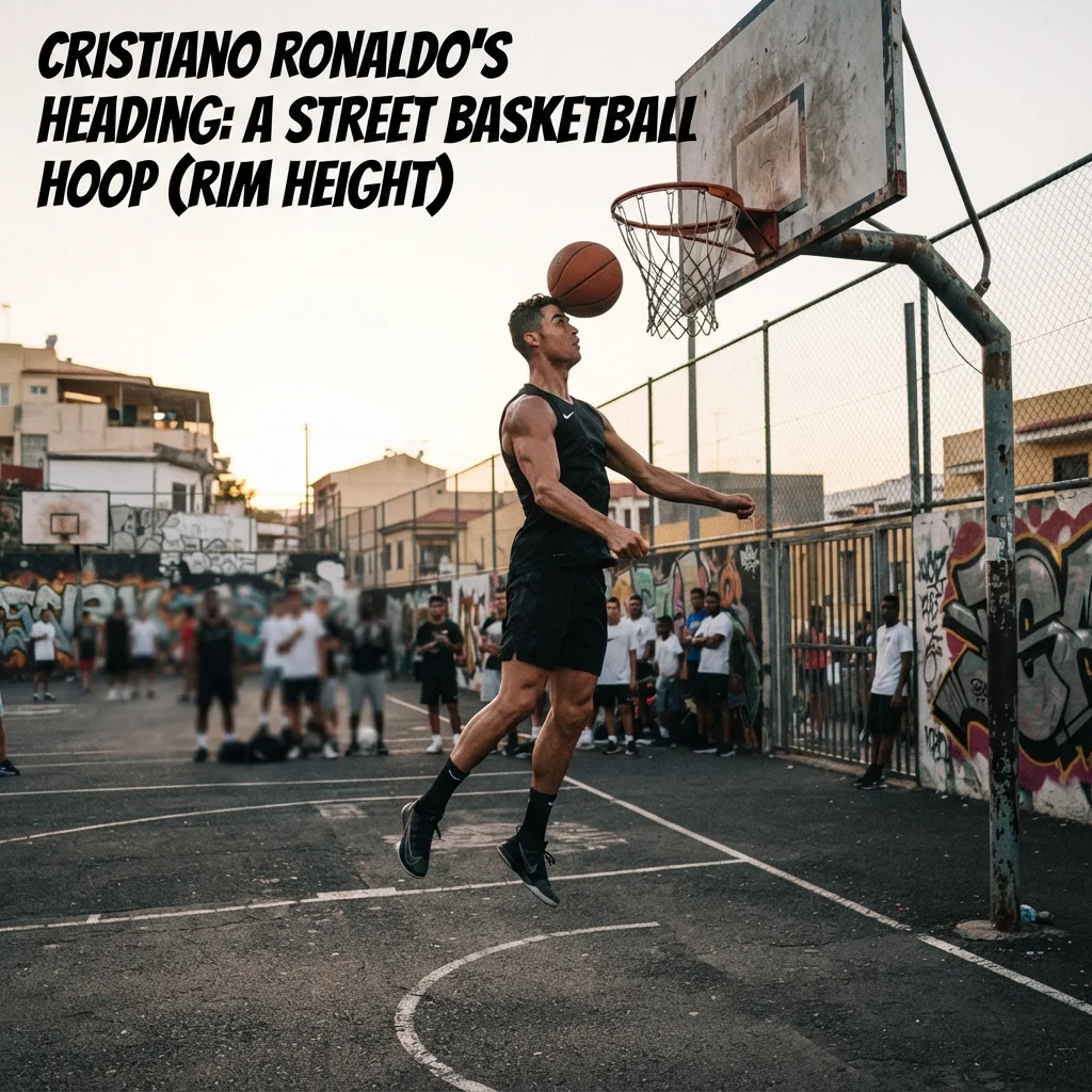 A street basketball hoop with a standard rim height for comparing with a 6'2" height
