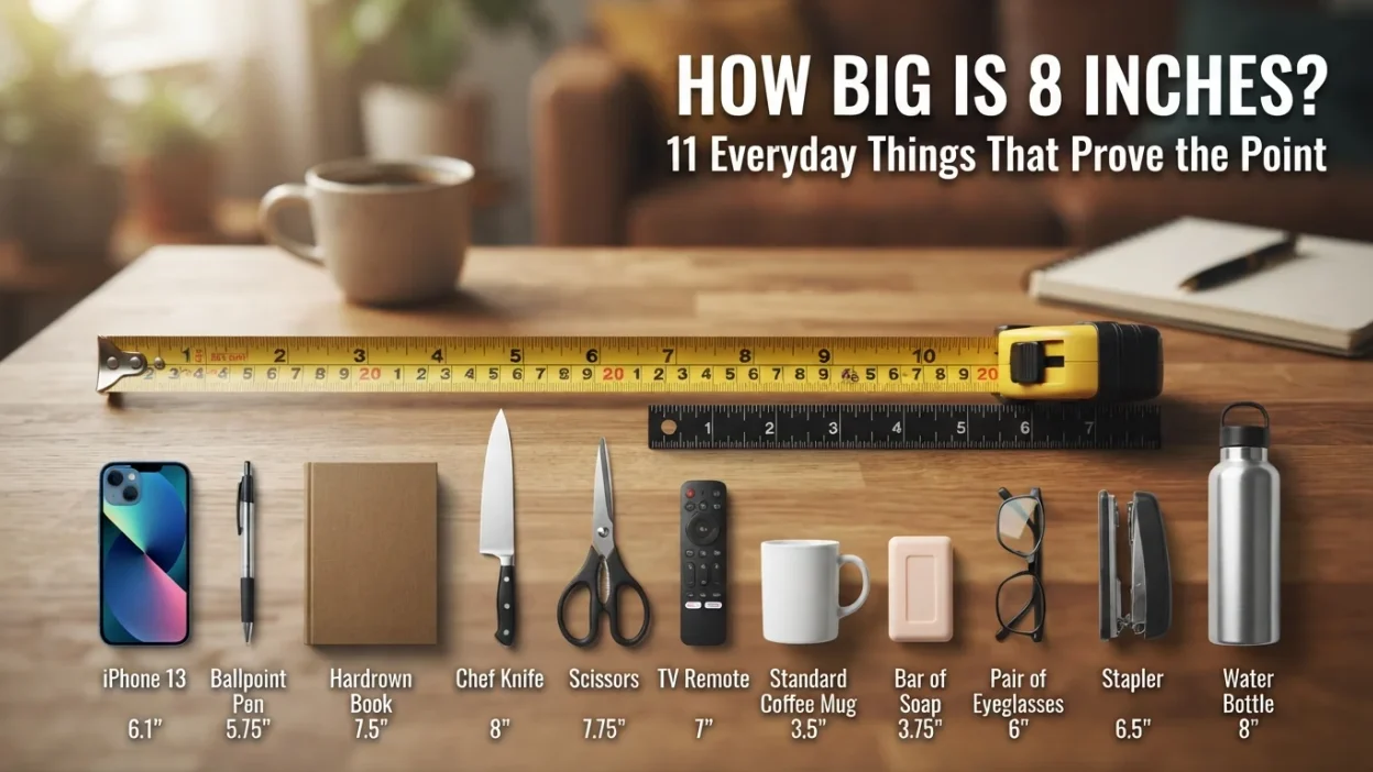 How big is 8 inches with 11 everyday objects for easy size comparisons