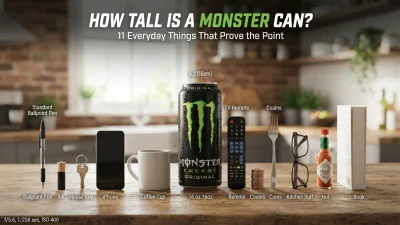 How tall is a Monster can with 11 everyday size comparisons