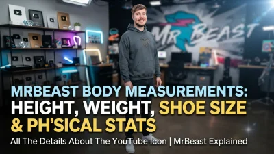 MrBeast body measurements featuring reported height, weight, shoe size, and physical stats