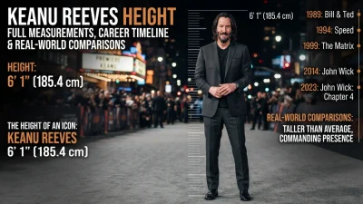 Keanu Reeves height, full body measurements, career timeline, and real-world height comparisons