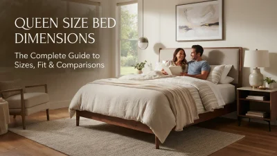 Queen size bed dimensions showing standard length, width, mattress size, and room fit